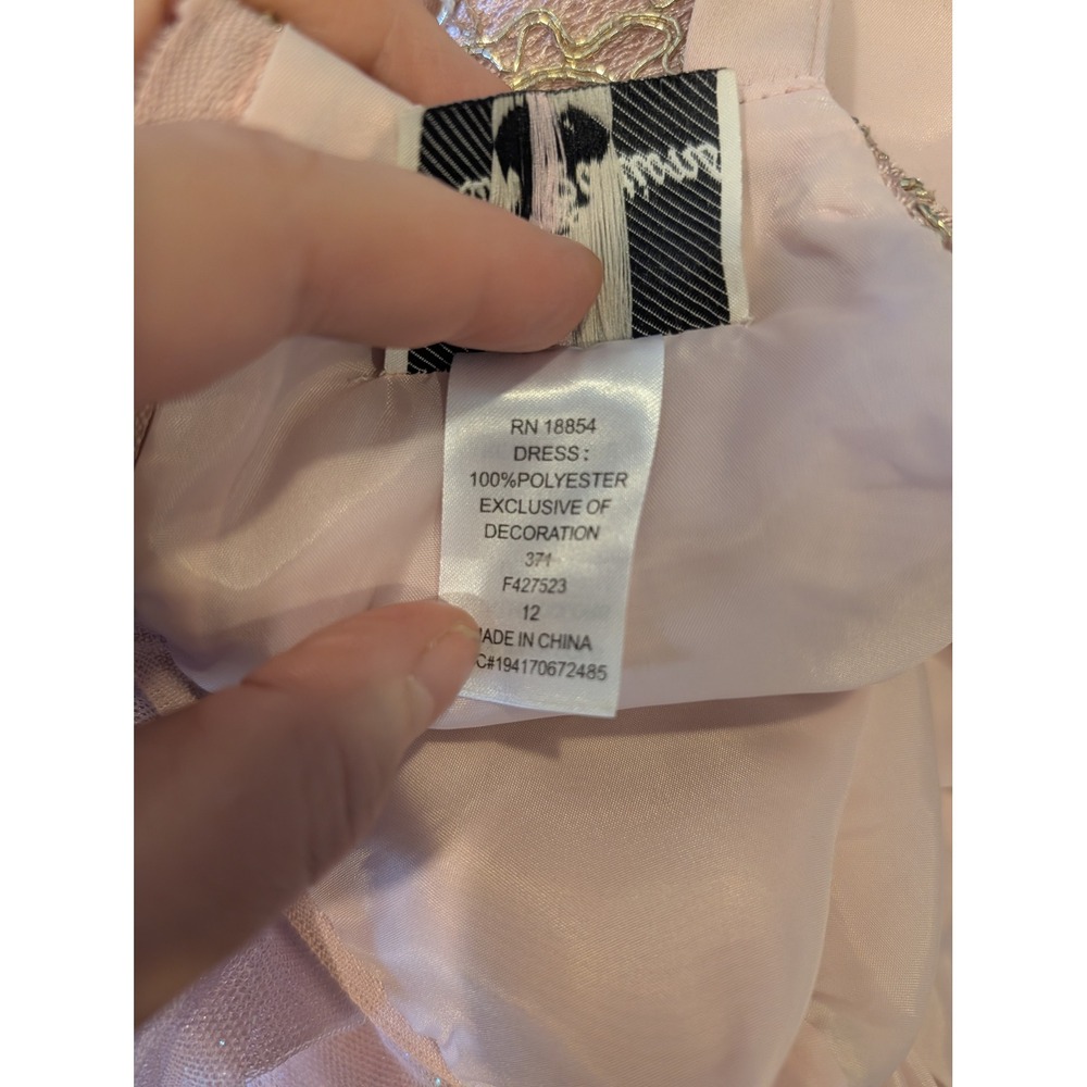 Rare Editions Girls Pink Gold Lace Tulle High Low Formal Dress Size 12 F427523 - Picture 6 of 6